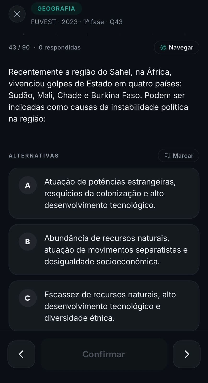 Nefai — questão FUVEST 2023 de Geografia
